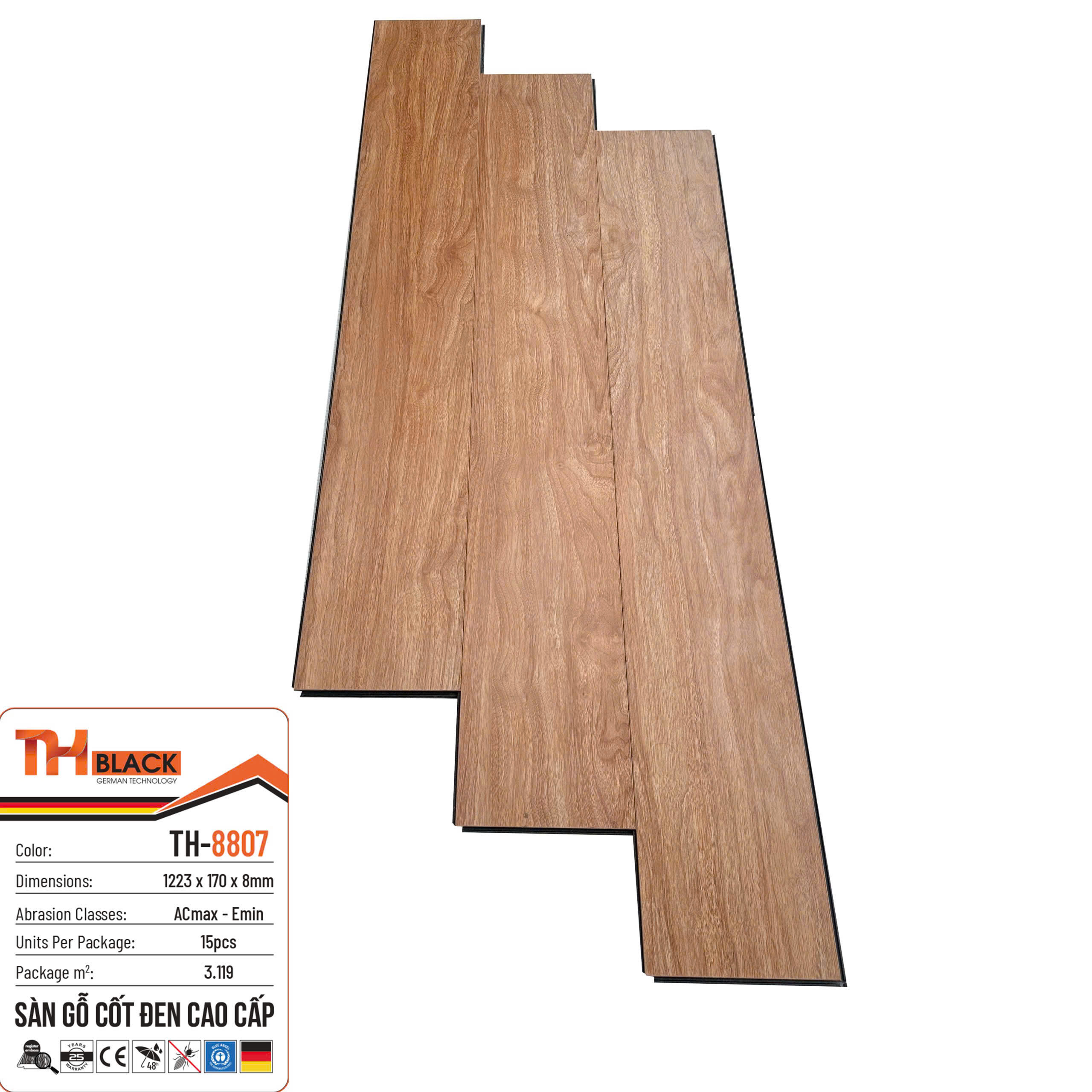 Sàn Gỗ Cốt Đen TH-8807 8mm