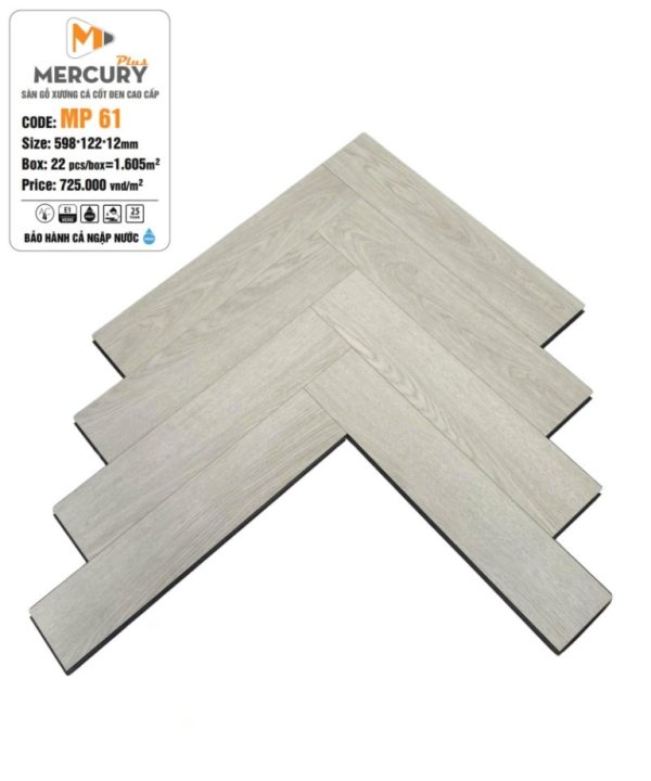 Sàn Gỗ Xương Cá Cốt Đen Mercury Plus MP 61