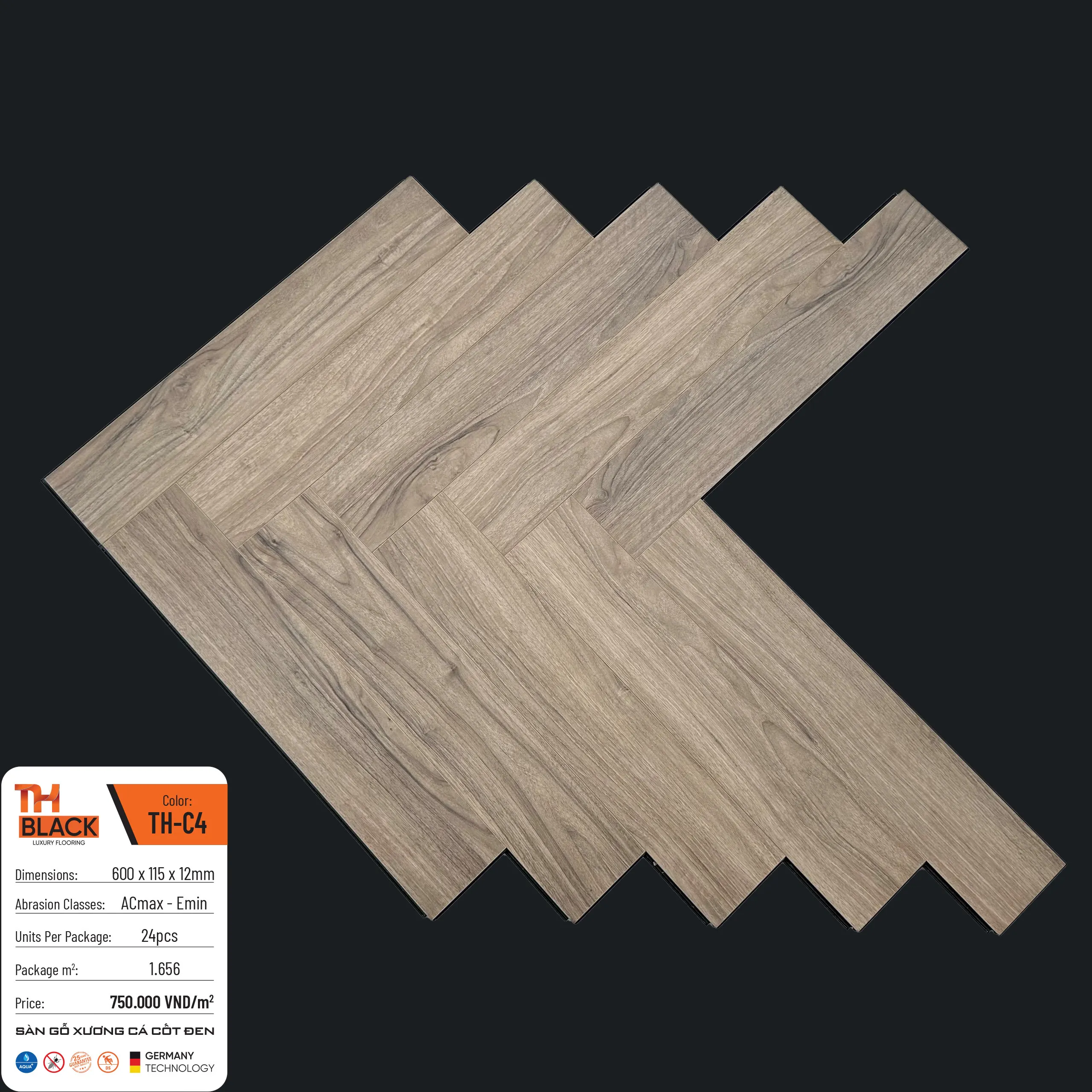 Sàn Gỗ TH Black Cốt Đen Xương Cá TH-C4